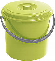 Ведро хозяйственное пластиковое с крышкой Curver (Курвер) 10 л (03206) Зелёный