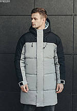 Зимова куртка Staff M long black & gray melange