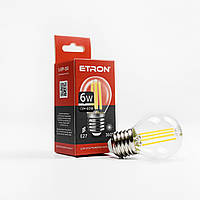 Винтажная LED лампа Шарик 6W G-45 4200K E27 ETRON Filament 1-EFP-150