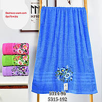Від 8 шт. МЕ-Полотенце лицьове махра Квіти букет розмір 50*90 см купити гуртом дешево