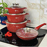 Набір посуду з гранітним антипригарним покриттям Набір каструль граніт 12 предметів  3 кольори, фото 4