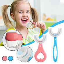 U-подібна зубна щітка для дітей.   Дитяча зубна щітка з довгою ручкою