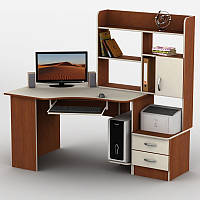 Офисный рабочий стол для компьютера лдсп с местом для принтера и надставкой с полками Тиса-2 ТМ Тиса Мебель