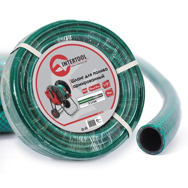 Шланг для поливу 3-х шаровий 1/2", 10м, армований PVC INTERTOOL GE-4021, фото 1