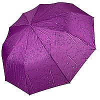 Складной женский зонт полуавтомат "Капли дождя" от SL, фиолетовый, 0497SL-3
