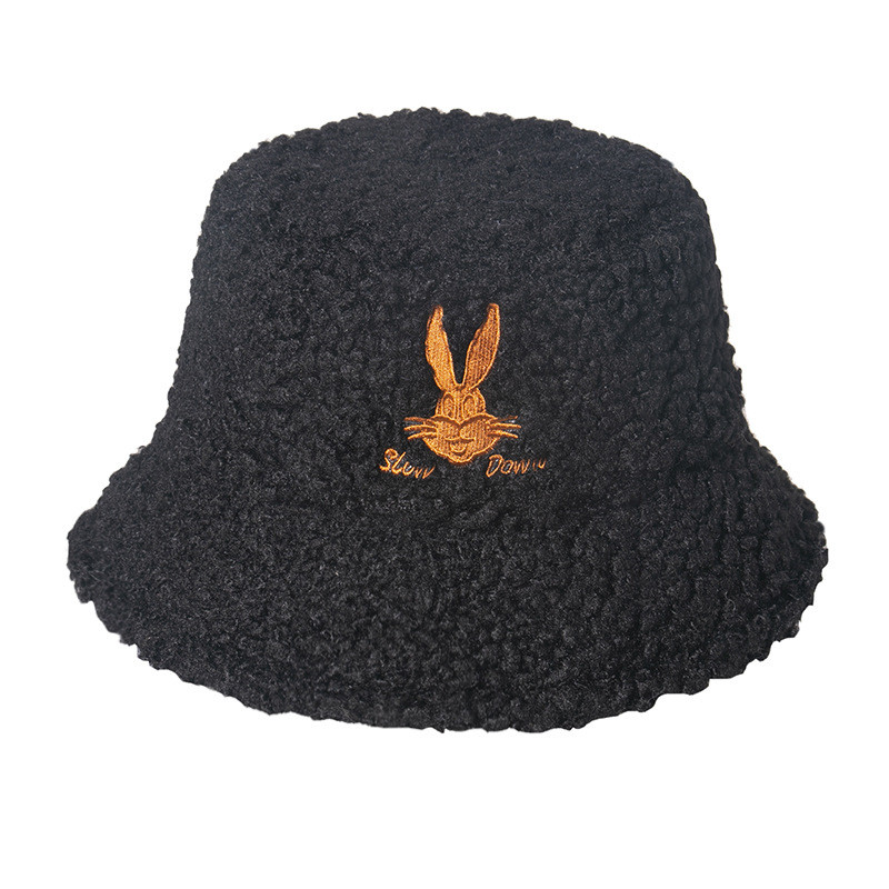Хутряна панама з зайчиком / демісезонна панама / жіноча панама / чоловіча панама / чорна