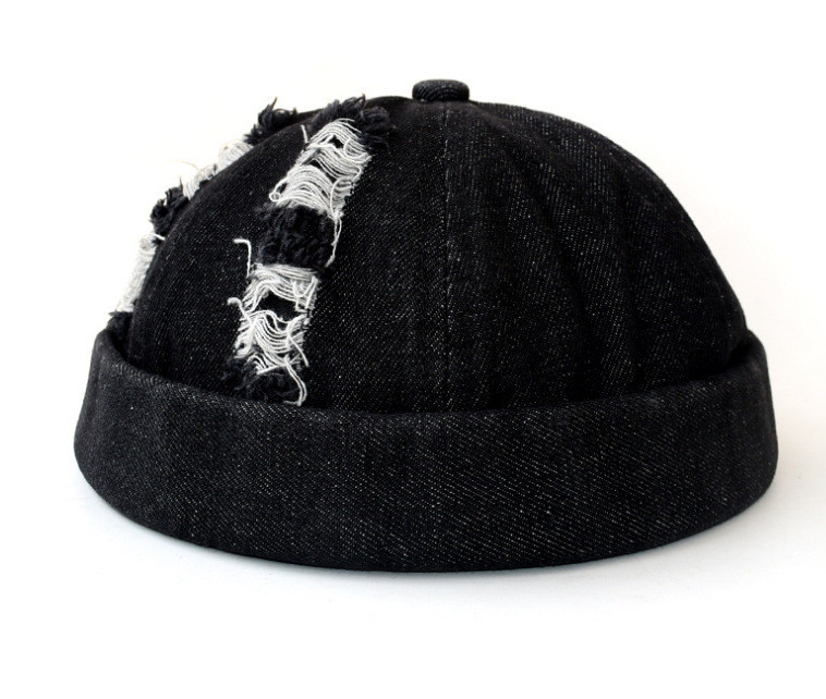 Кепка докер / бейсболка без козирка / Docker cap / чоловіча кепка без козирка / джинсова / чорна