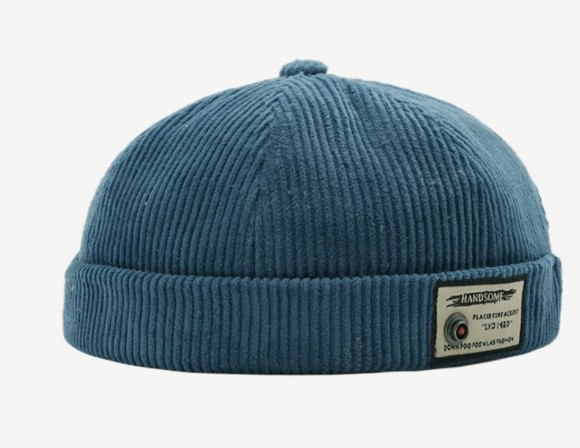 Кепка докер / бейсболка без козирка / Docker cap / чоловіча кепка без козирка / в рубчик / синя