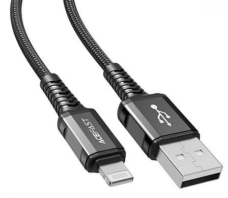 Кабель для зарядки телефона/ смартфона ACEFAST C1-02 USB - Lightning 2.4 A 1.2 м Чорний, фото 1