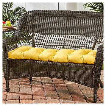 Вулична подушка сидіння для садових меблів з холлофайбера yeti home 120х45х10 Дралон тканина Жовтий