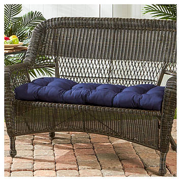 Вулична подушка сидіння для садових меблів з холлофайберу yeti home 120х45х10 Дралон тканина Темно-Синій
