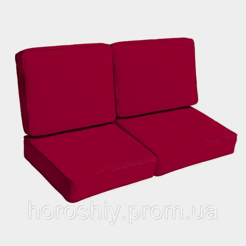 Комплект подушок для меблів з піддонів палет або лавку Бордовий yeti home 120х60х10 60х60 4шт