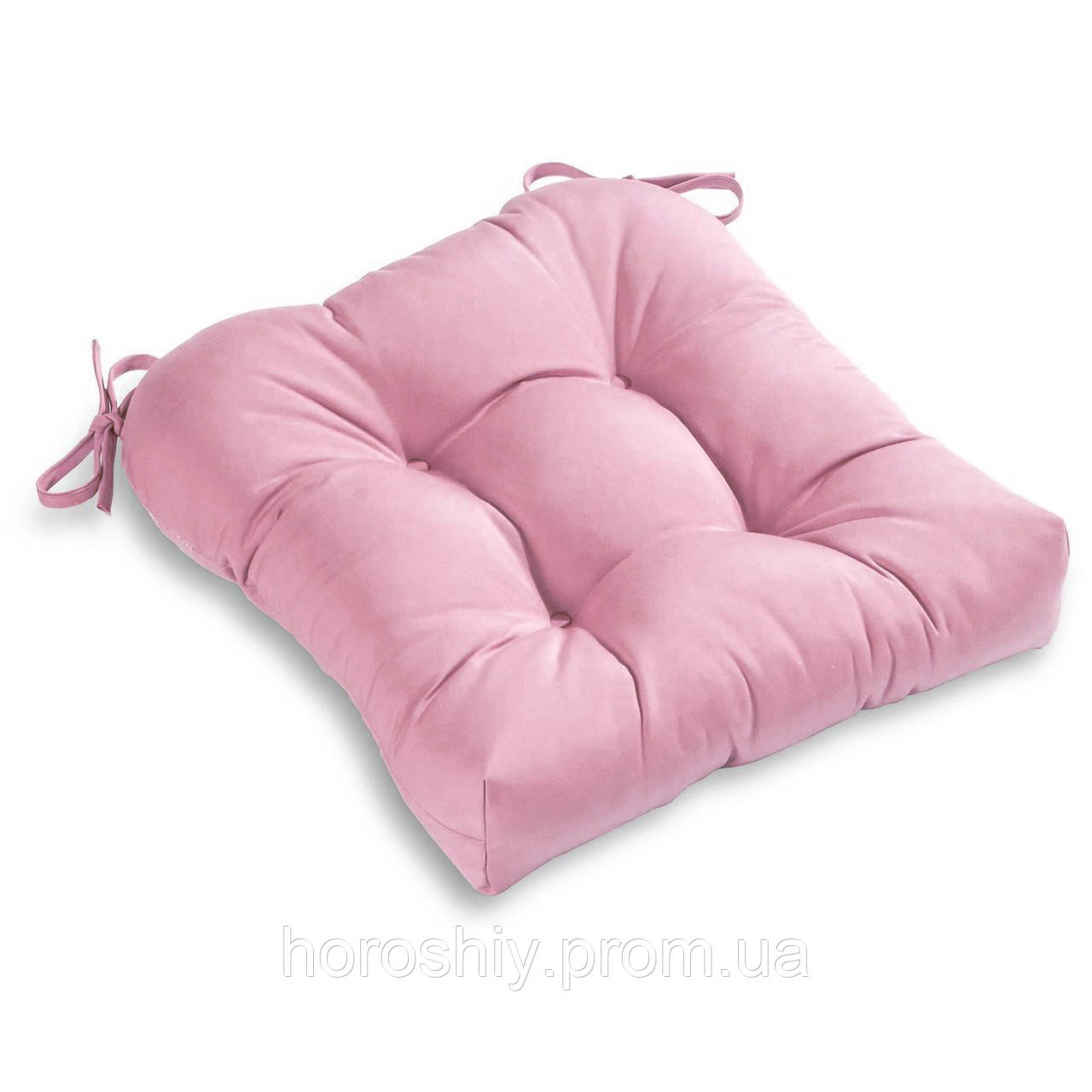 Подушка для стільця із зав'язками із холлофайберу 35х35х10 YETI HOME Оксфорд Рожевий