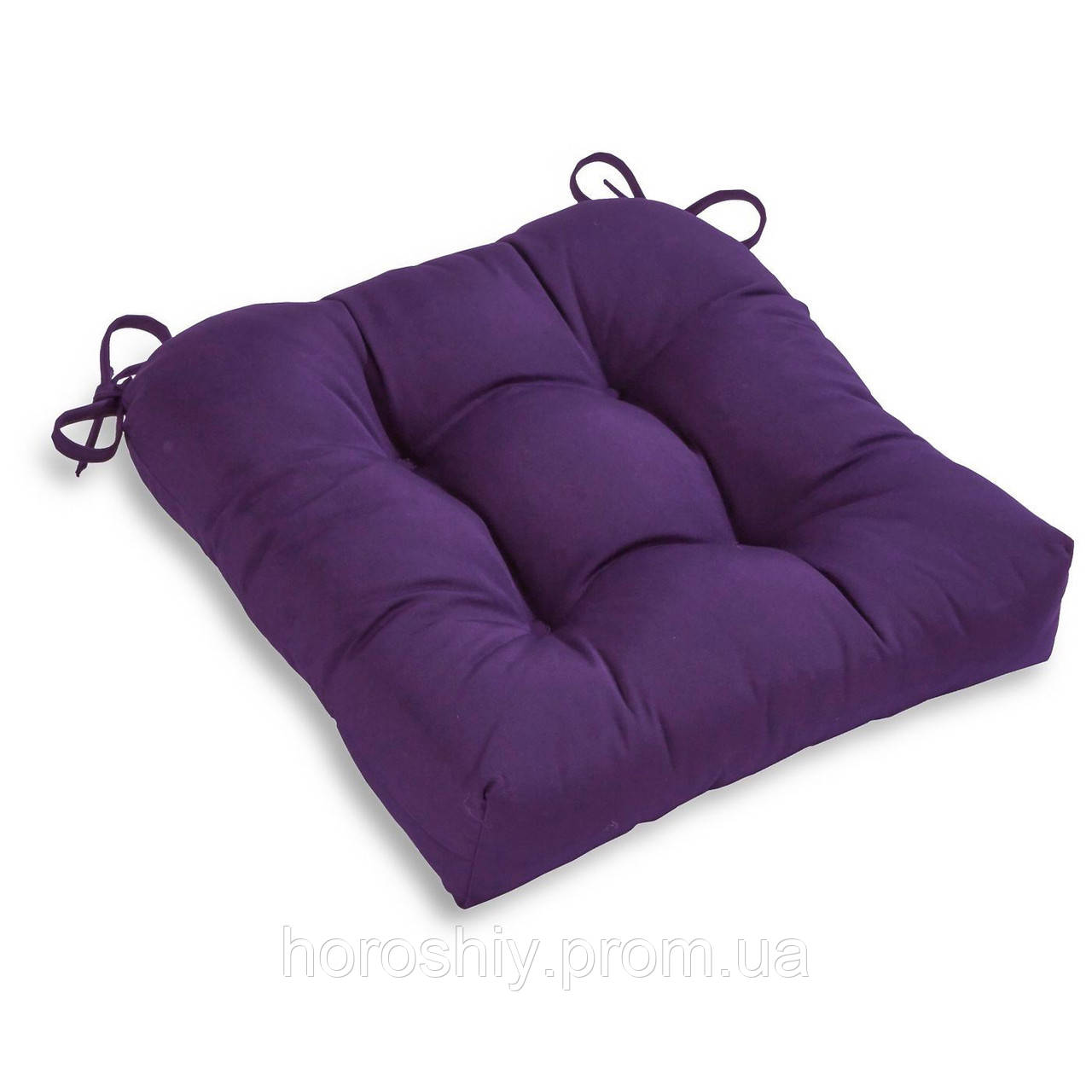 Подушка на стілець фіолетова із зав'язками з холлофайберу 35х35х10 YETI HOME Оксфорд