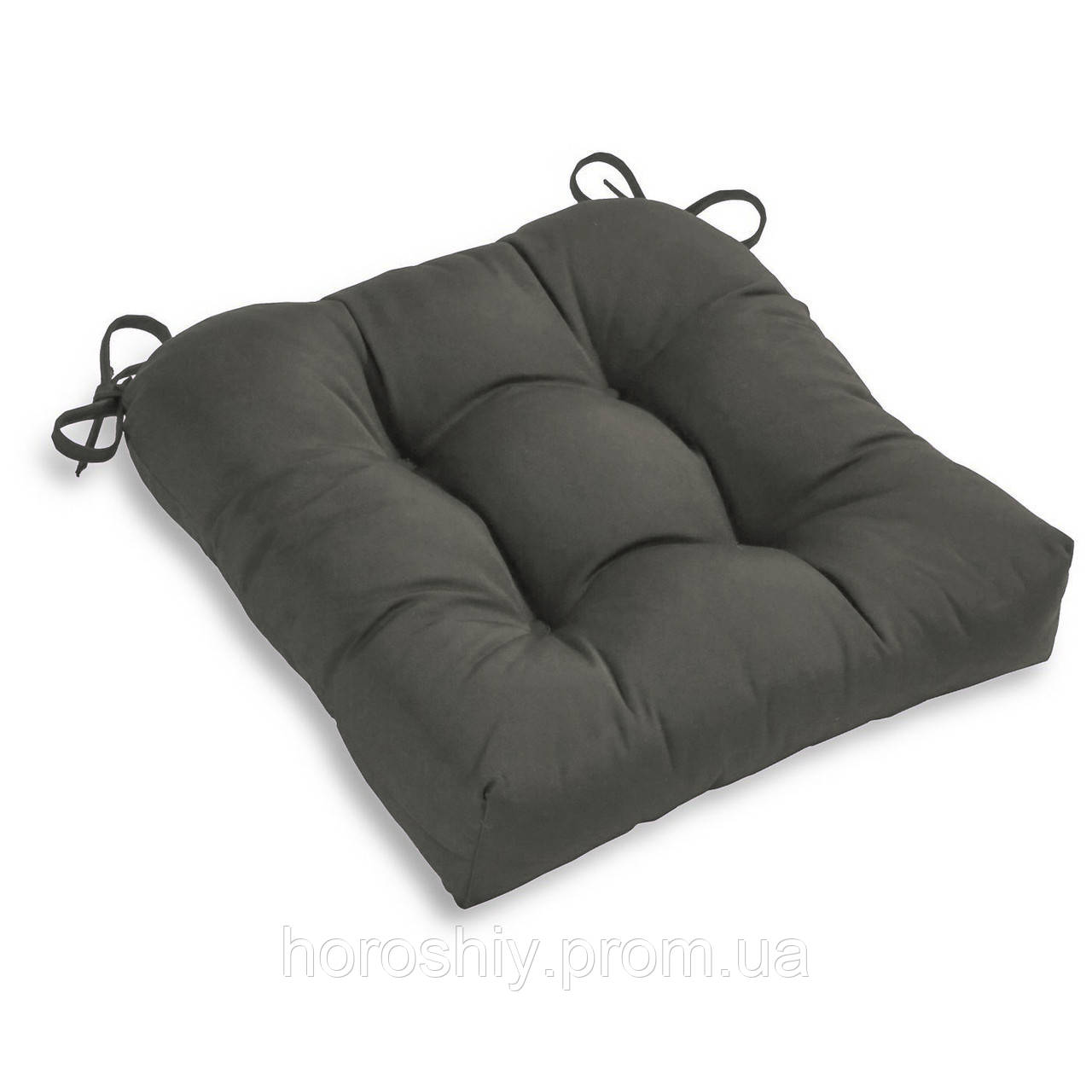 Подушка для стільця із зав'язками із холлофайберу 35х35х10 YETI HOME Оксфорд Темно-Сірий