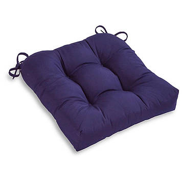 Вулична подушка-сидушка для стільця крісла з холлофайбера 40х40х10 Дралон тканина Темно-Синій