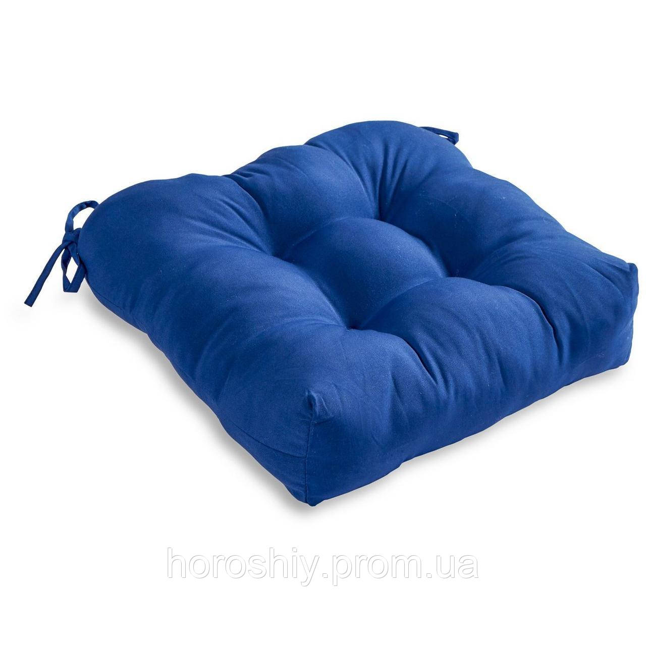 Вулична подушка сидіння для садових меблів із холлофайберу 45х45х10 Дралон тканина Синій