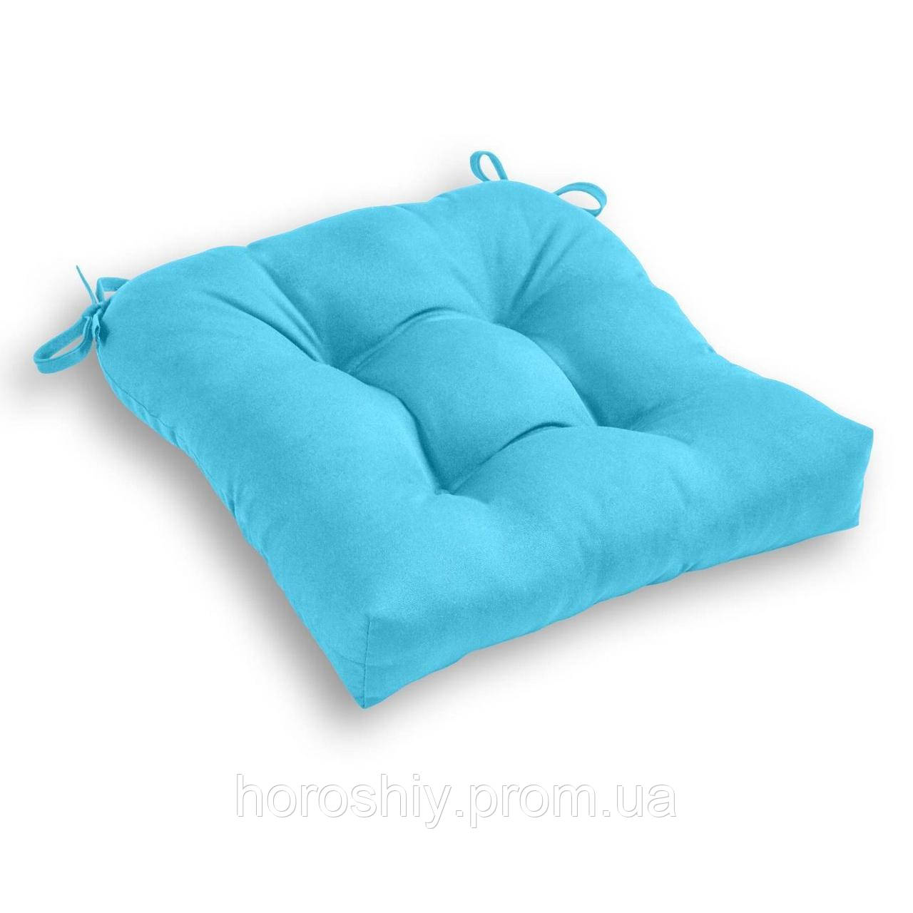 Вулична подушка сидіння для садових меблів з холлофайбера 45х45х10 Дралон тканина Бірюзовий
