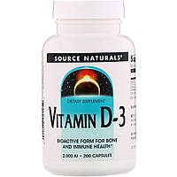 Вітамін D3 2000IU, Source Naturals, 200 капсул