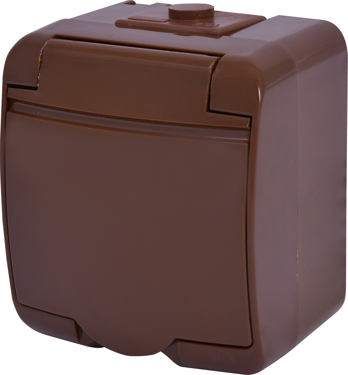 Розетка 1-а з/до Schuko RHE-1s-KR (коричнева/коричнева кришка IP44) ETI