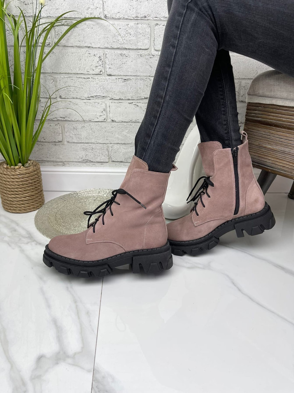 Купить Ботинки на тракторной подошве, замшевые демисезонные ботинки ...