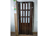 Двері гармошка напівсклянні, дуб темний 86х203см. Розсувні двері гармошка. Доставка., фото 2