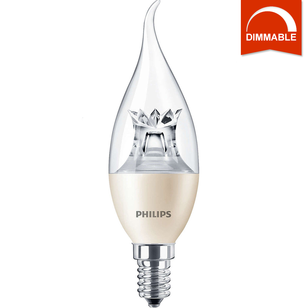 Світлодіодна LED-лампа Philips MAS LEDcandle DT 6-40W E14 BA38 CL, димована