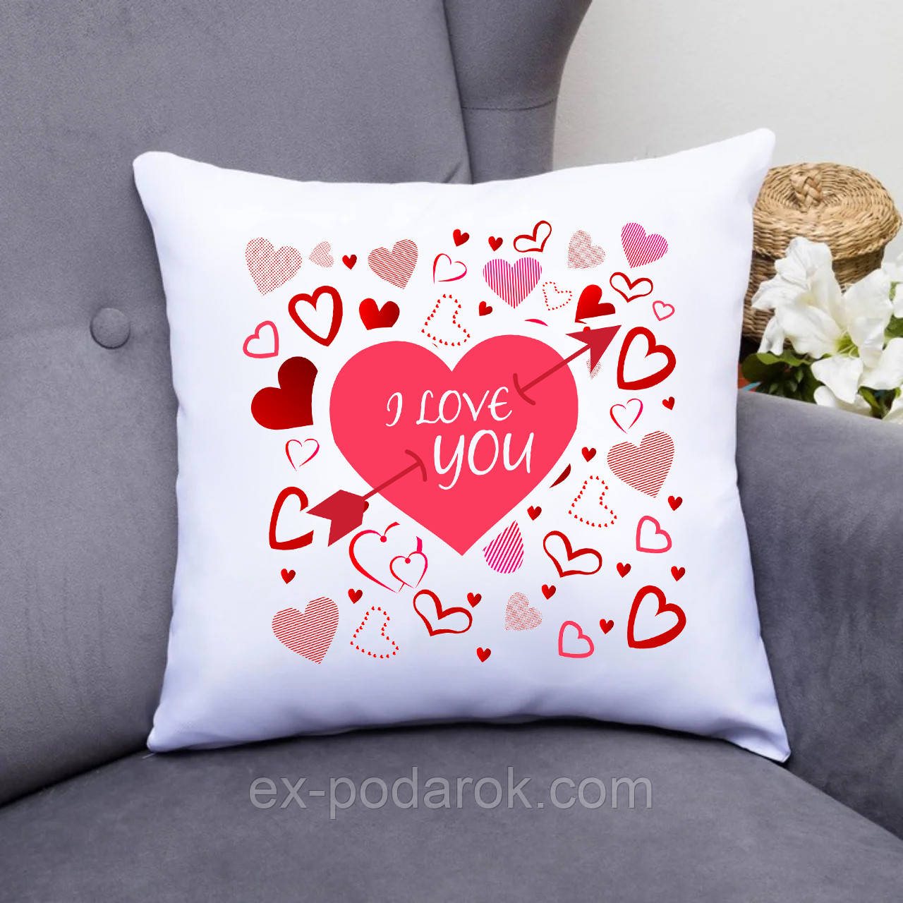 Подушка I love you. Подарок на день валентина