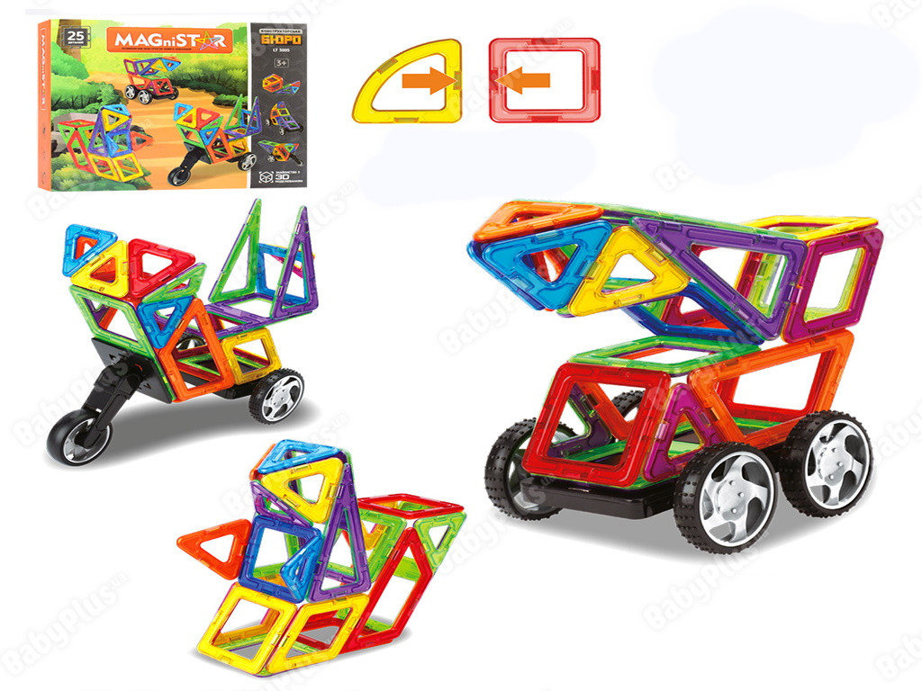 Конструктор магнітний MAGNETIC транспорт 25 деталей LT3005
, у кор. 29*8*24,5 см, фото 1