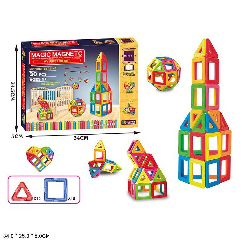 Конструктор магнітний MAGIC MAGNETIC 30деталей. FK6601
, у кор. 34*5*24,5см, фото 1