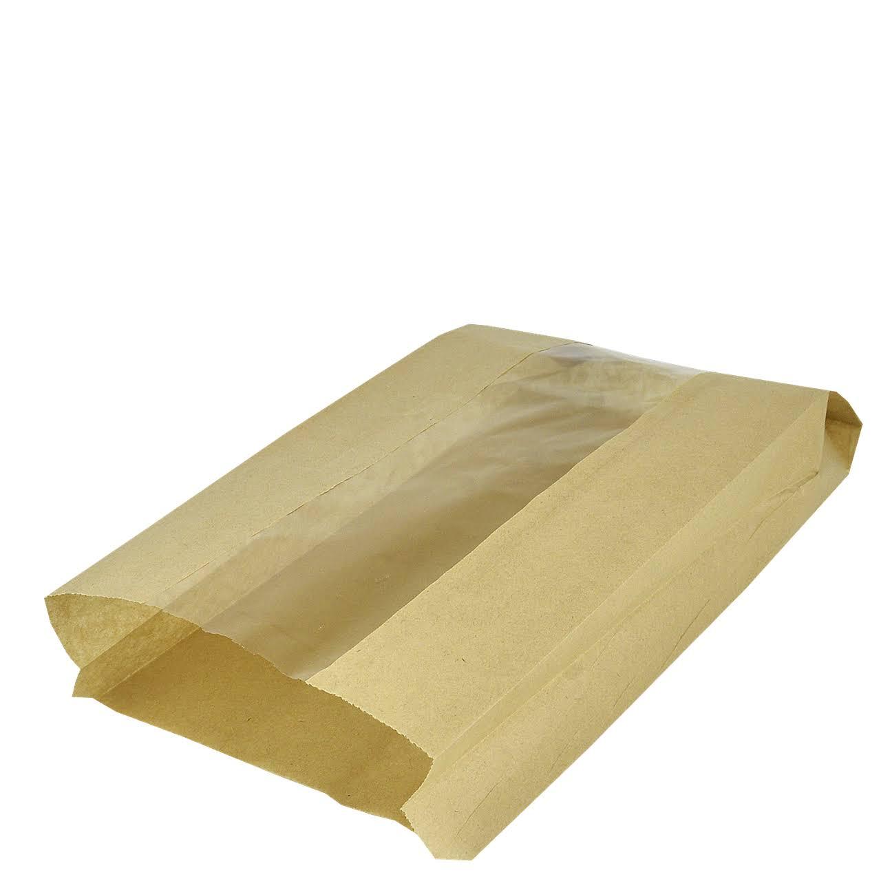 Паперовий пакет з прозорою вставкою крафт 220х100х50 мм (1000 шт.), фото 1