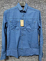 Рубашка мужская cтрейчевая, джинсовая молодёжная р-ры S-2XL (4цв) "ROLADA" недорого от прямого поставщика