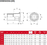Заклепка різьбова шестигранна з буртиком WS 9317, нержавіюча сталь A2, М8 X 18, фото 2