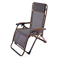 Кресло-шезлонг раскладное туристическое для отдыха WordSport 200 х 68 см. Коричневый (8009-3)