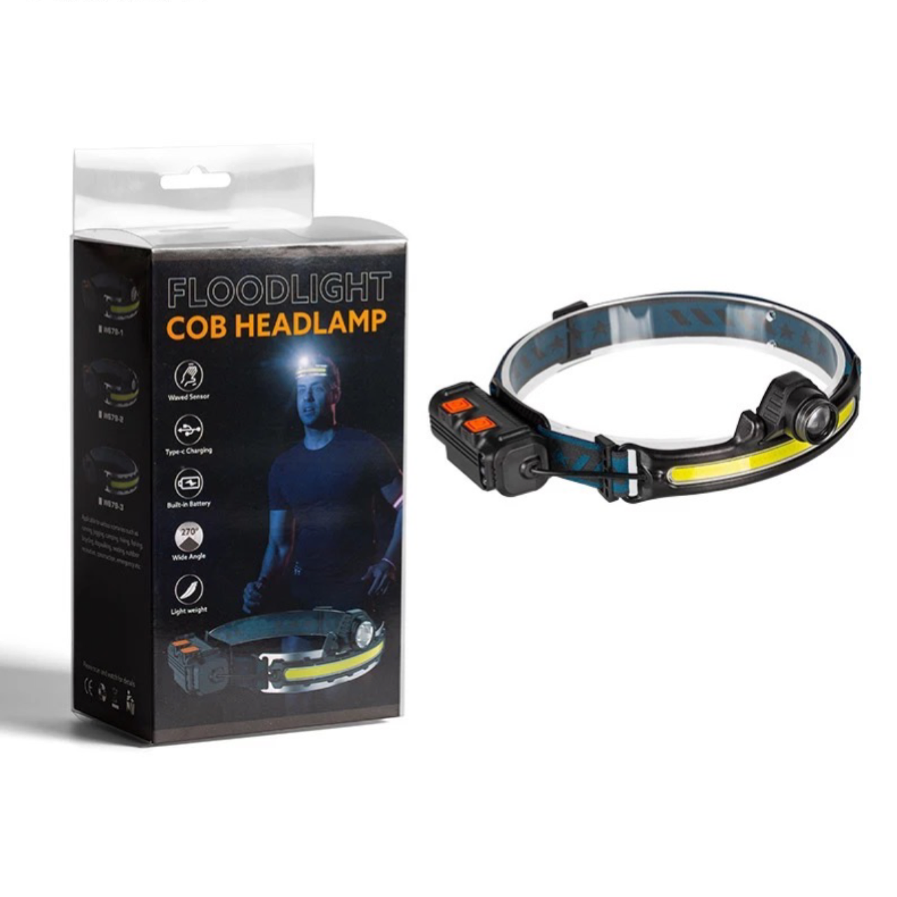 Ліхтар налобний з датчиком micro USB 678-2 60шт 8587, фото 1