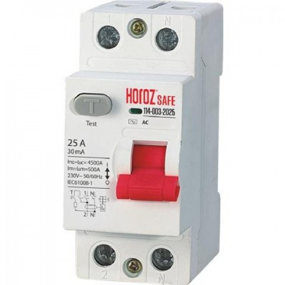 Диференціальний автомат Horoz "SAFE" 25 А 2P