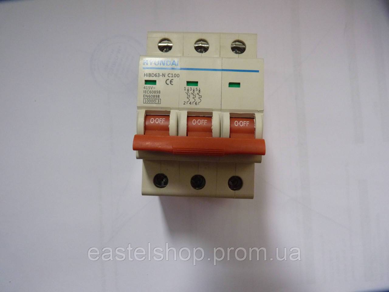 Автоматичний вимикач Hyundai HIBD63-N 100A, 3P, C 6КА