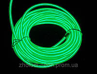Гибкий неон зеленый (электролюминесцентный шнур 3-го поколения 5.0 мм,(розница, опт)
