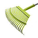 Граблі віялові металеві, пласкі 25 зубів, алюмінієвий держак 1630мм, фото 2