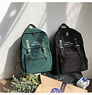 Рюкзак молодіжний чоловічий однотонний із водонепроникним просоченням з полотняної тканини чорного кольору, фото 3