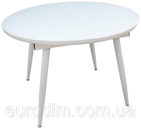 Стол кухонный раскладной стеклянный с МДФ белый сатин DAOSUN DT 8115B, фото 1