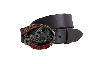 Чоловічий ремінь з натуральної шкіри під джинси 49158 чорний, фото 2