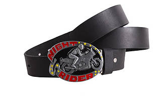 Чоловічий ремінь з натуральної шкіри під джинси 49158 чорний, фото 4