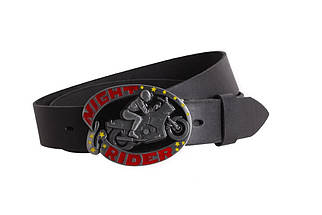 Чоловічий ремінь з натуральної шкіри під джинси 49158 чорний, фото 5