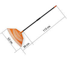 Граблі віялові — 23 зубця, металевий держак, KT-CX23H-M