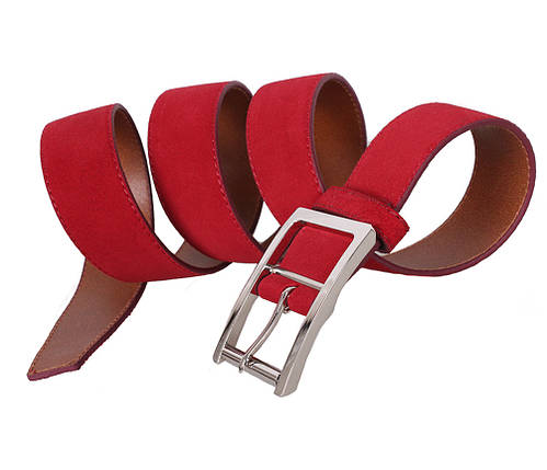 Чоловічий ремінь з натуральної шкіри під джинси Z508-199 червоний, фото 2