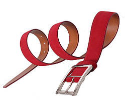 Чоловічий ремінь з натуральної шкіри під джинси Z508-199 червоний, фото 3