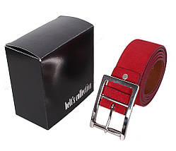 Чоловічий ремінь з натуральної шкіри під джинси Z508-199 червоний, фото 4