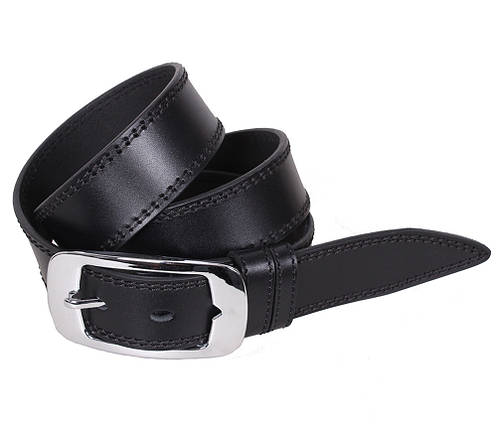 Чоловічий ремінь з натуральної шкіри під джинси LL608-199 Чорний, фото 1