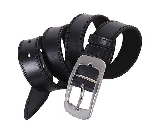 Чоловічий ремінь з натуральної шкіри під джинси LL608-199 Чорний, фото 2